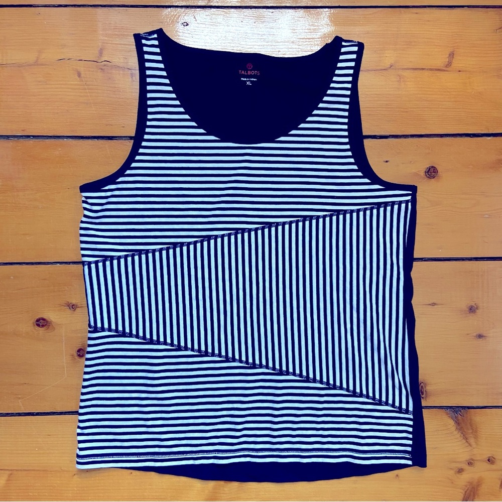 Talbots Navy White Striped Tank Top Size XL